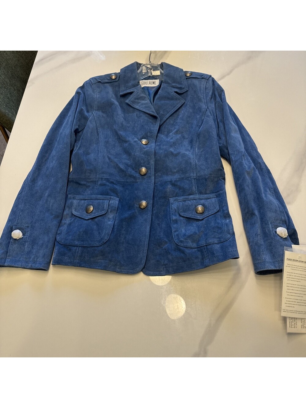 New With Tags - Ladies Guillaume Leather Suede Blue Jacket - Medium